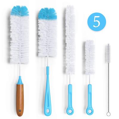 China Viable Bottle Brush Cleaner DX Long Water Bottle and Straw Cleaning Brush Kitchen Wire 5 Pack Scrub Washing Brush Cleaner Set for sale