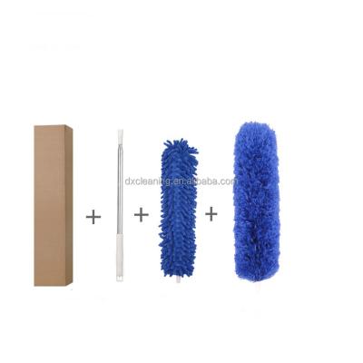 China 3/4 Pack Sustainable Microfiber Duster With Telescopic Extension Pole Stainless Steel Feather Duster for sale