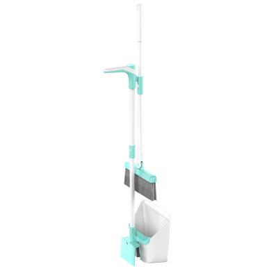 China The button daily cleaning dustpan automatically empties the trash rack up the broom dustpan windproof set for sale