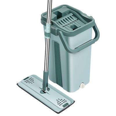 China New 2021 Home Wash Compression Microfiber Mop Bucket Flat Mop For Floor Cleaning for sale