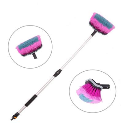 China Wholesale Sustainable Handle Broom Hand Car Wash Brush With Soft Window Scraper for sale