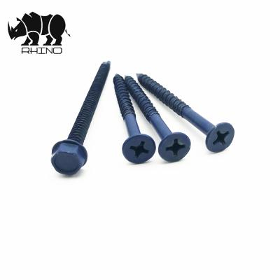 China C1022 Phillips Flat Head Hex Head Hi-Lo Thread Form Point Blue Color Concrete Screws for sale