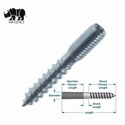 China Q195 Carbon Steel Wood - Metal Fingers Hanger Bolts Double Thread Screw Furniture for sale