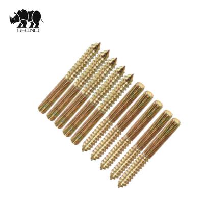 China Q195 Carbon Steel Furniture Fastener Screw Wood Metal Double Finger Screws M6 M8 M10 Steel End Screw Hanger Bolt for sale