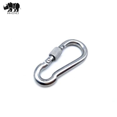 China Navy or Pet DIN5299D DIN5299C or DIN5299 D Shape 304 AISI 316 Locking Carabiner Climbing Snap Hooks With Screw Nut Galvanized for sale