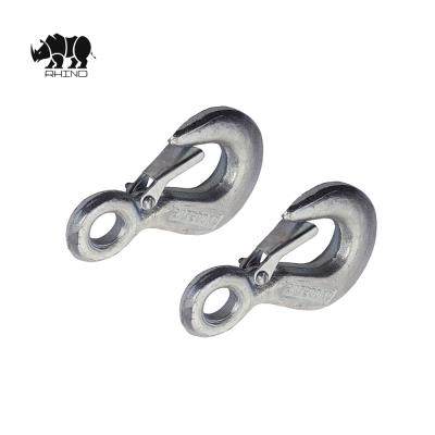 China Carbon Steel Rigging Hardware Eye Type Hooks DIN 689 With Safety Spring Sheet for sale