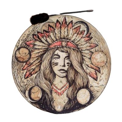 China Polyester Imitation Sheepskin Indian Woman Musical Instrument Percussion Shaman Tambour Basque Drum -9.8 Inch for sale