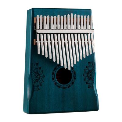 China Mahogany HS-17 Locks Jade Green Musical Instrument Thumb Piano Kalimba Percussion Kalimba Wooden Drum for sale