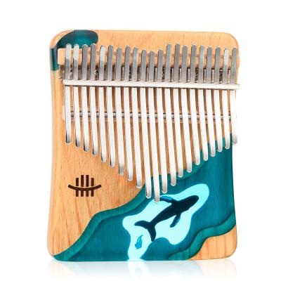 China Wooden Drum Kalimba Blue Whale Beech A-21 Thumb Piano Kalimba Key Musical Instrument Percussion High Quality for sale