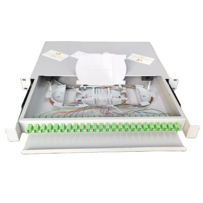 China Slidable Drawer Factory SC/APC Slide 19 Inch 24 12 Port Fiber Optic Patch Panel 24 Port 1U for sale