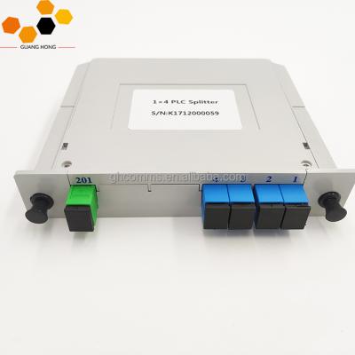 China FTTH 1x4 4 Way Passive Cassette Type Mini Fiber Optic PLC Plug-in Splitter for sale