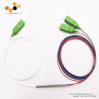 China Outdoor FTTH 2 Way SC APC PVC SM Fiber Optic FBT Splitters For FTTX Solutions for sale