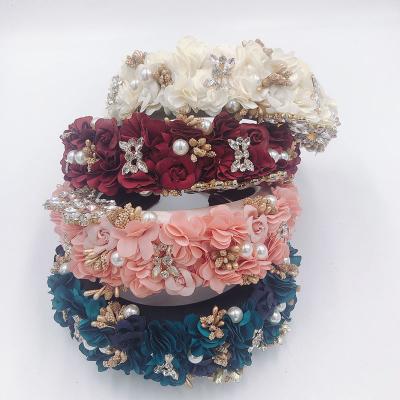 China Large Eco - Friendly Women Wedding Bridal Headband Headpieces Baroque Flower Headband for sale