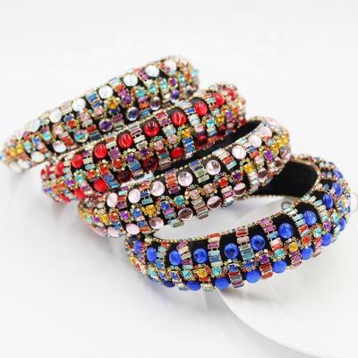 China Eco-friendly Baroque Sponge Headband Resin Fashion Rhinestone Female Headband Hair Accessories for sale