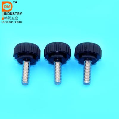 China Black Plastic Carbon Steel Knob Thumb Screws With Round Knurling Head for sale