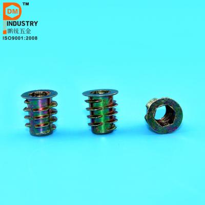 China Flangeless 3/8*25 zinc alloy, galvanized color, internal and external thread flangeless nut for sale