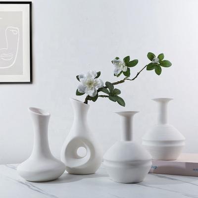 China Wholesale Ceramic Bisque Modern Simple Ceramic Vase Nodic Flower Planter Plant Pots Fashion Home Decoration for sale