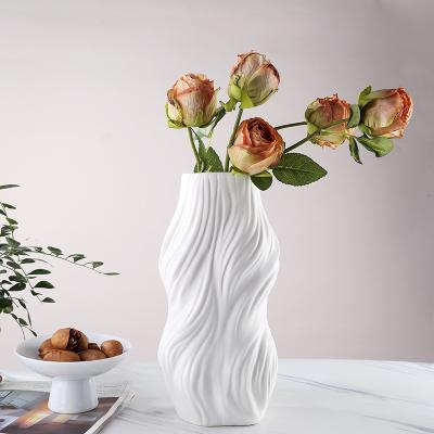 China White Ceramic Soft Vase Flower Arrangement Decoration Living Room Artificial Flower Decoration New Modern Style Large for sale