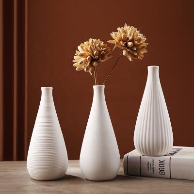 China Modern Nordic Simple Ceramic Plain Flower Arrangement Living Room Vase Healing White Ceramic For Hotel Living Room Home Decoration for sale