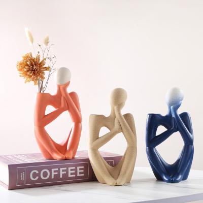 China LIVEFUN Minimalist Crafts Living Room Ceramic Vase Nordic Decoration Vase Abstract Ornament For For Home Decor Flower for sale