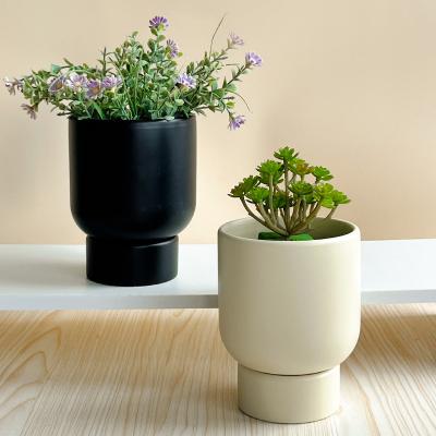 China Not easy to deform minimalist creative flower pot container large flower potted plant trees Korean ceramic green plant pot for sale