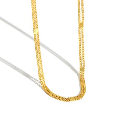 China FASHIONABLE 18K Gold Plated Jewelry 925 Sterling Silver Double Layer Chain Choker Necklace For Women for sale