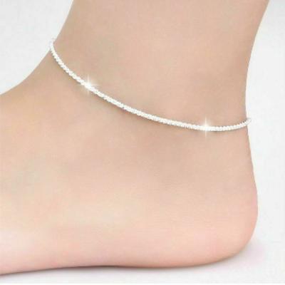 China CLASSIC 925 Chain Anklet Tennis Anklets Valentines Day Gifts Sterling Silver Charm Ankle Bracelets Rhodium Plated Jewelry For Women for sale