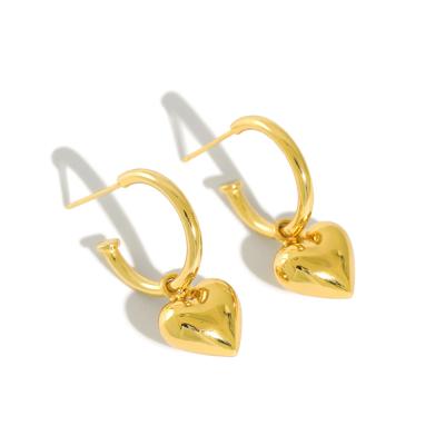 China Cute 18k Gold Plated Wholesale Heart Drop Circle Earrings Charm 925 Sterling Silver Jewelry For Women for sale