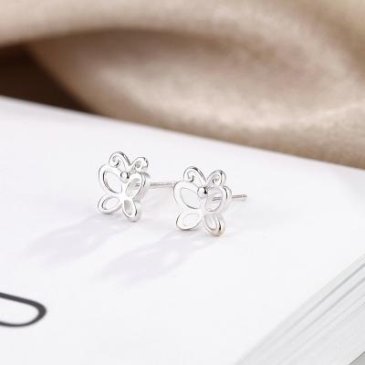 China 2021 TRENDY 925 Sterling Silver Butterfly Stud Earrings 18k gold plated new fashion jewelry for women for sale