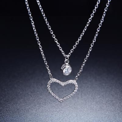 China Hot Sale 925 Sterling Silver Jewelry Heart Necklace CZ CLASSIC Necklace for sale