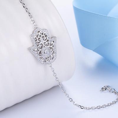 China FASHIONABLE Women Fine Jewelry 925 Sterling Silver Hamsa Hand Bracelet for sale