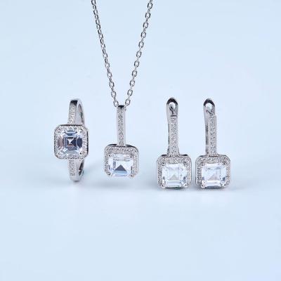 China Women's Silver Crystal 925 Sterling Silver Jewelry Set Zircon for sale