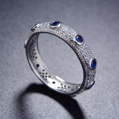 China New Products Baoyuan Sapphire Gemstone Rings 925 Sterling Silver Bands Ring CAR3028 for sale