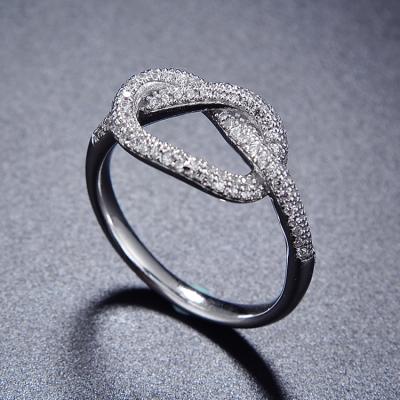 China New Products Intersecting Silver Baoyuan Rings Girl Gift 925 CZ Jewelry CAR1622 for sale