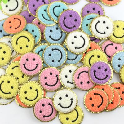 China Chenille Smile On Chenille Embroidered Patches DIY Apparels Pill Iron On Chenille Patch for sale