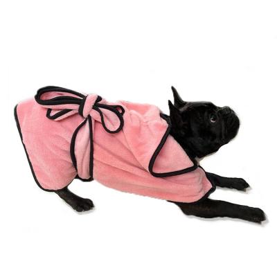 China Sustainable Pet Fleece Clothes Hooded Dog Bathrobe Made Of Soft Material for sale