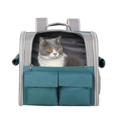 China Breathable Fashion Pet Backpack Carrier With Air Hole And Fan Bag On Side for sale