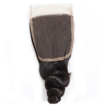 China Wholesale Brazilian Remy Human Hair Lace Closure 4x4 Loose Wave Closure P4 27 Double Closure Natural Color Transparent Pulled Hair With Closure for sale