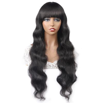 China Wholesale Natrual Body Wave Hair Wigs For Women 8-32inch Remy Hair Machine Made Full Wig Natural Color With Bangs for sale