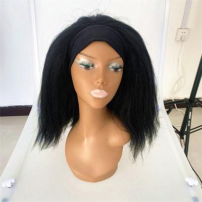 China Synthetic wigs spear straight hair yaki yaki front wigs ice silk hair band wholesale price heat resistant machine made wigs for sale