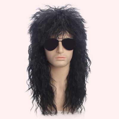 China Long Curly Hair Punk Wigs Cosplay Rock Hair Synthetic Wigs Men's Heavy Metal Curly Wig for sale