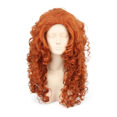 China Wholesale Hot Sale Orange Wig Merida Princess Wigs Girl Synthetic Hair Anime Cosplay Body Wave Brave Curly Wave Wig 55cm Long for sale