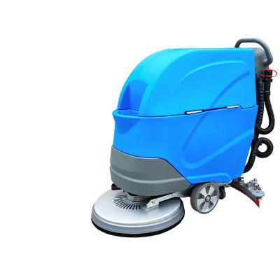 China Tanjie M2 Self Propelled Floor Scrubber Battery Type Hotels Compact Floor Scrubber Walk-Behind Auto Scrubber for sale