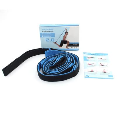 China Multifunctional Durable Sports 2000mm Length 25mm Width 2mm Thickness Polyester Cotton Yoga Stretch Strap for sale