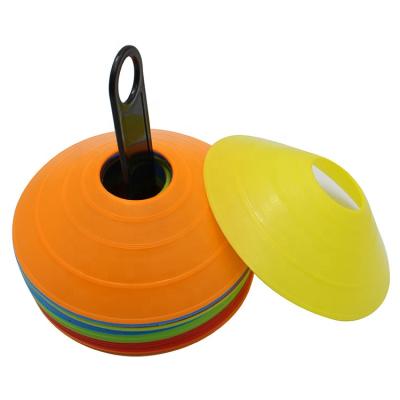 China Durable 50pcs Football Soccer Ball Game Agility Disc Cone Set Soccer Cones With Sticks for sale