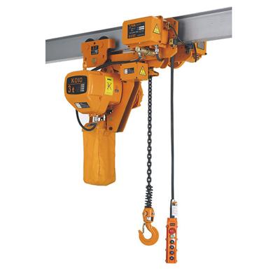 China Construction Hoist Crane Low Headroom Lifting Buckle Motorized 3 Ton Factory Wholesale High Quality Industrial Electric Chain Hoist with Trolley 220v for sale