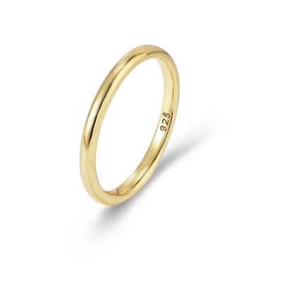 China CLASSIQUE Gold Plated Ring Silver Shiny Girls S925 Sterling Silver Plain Ring For Size 5-8 Simple Design for sale