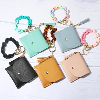 China New Acrylic Key Ring Colored Acrylic Chain Wristlet De Car Bracelet for the main chain of central unit of Fashion Women's Fashion Credit Leather Support for sale