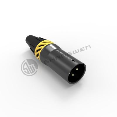 China Schwarzer kleiner Power-XLR-Anschluss Wasserdicht IP65-Anschluss 3-Pin-Mannstecker zu verkaufen