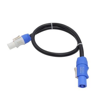 China Blue Power Wire Connectors Industrial Powercon Plug Wiring Harness for sale